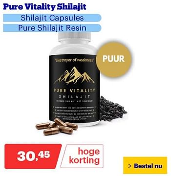 Promoties Pure vitality shilajit - Pure - Geldig van 25/03/2024 tot 31/03/2024 bij Bol.com