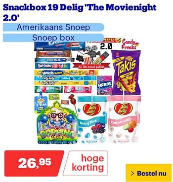 Promoties Snackbox 19 delig the movienight 2.0 - Huismerk - Bol.com - Geldig van 25/03/2024 tot 31/03/2024 bij Bol.com