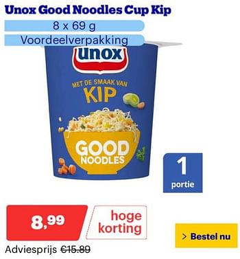 Promotions Unox good noodles cup kip - Unox - Valide de 25/03/2024 à 31/03/2024 chez Bol.com