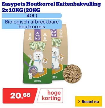 Promoties Easypets houtkorrel kattenbakvulling - Easypets - Geldig van 25/03/2024 tot 31/03/2024 bij Bol.com