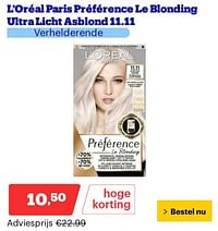Loréal paris préférence le blonding ultra licht asblond 11.11-L