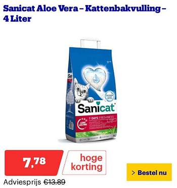 Promoties Sanicat aloe vera kattenbakvulling - Sanicat - Geldig van 25/03/2024 tot 31/03/2024 bij Bol.com