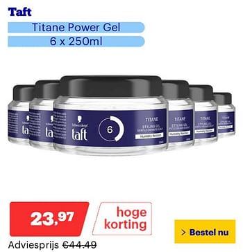 Promoties Taft titane power gel - Taft - Geldig van 25/03/2024 tot 31/03/2024 bij Bol.com