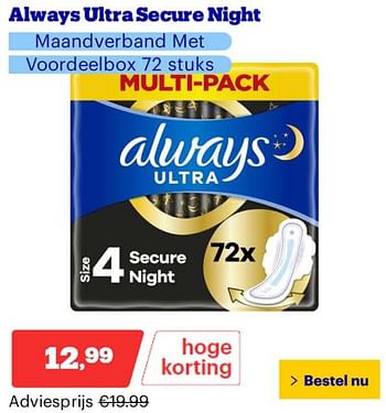 Promoties Always ultra secure night - Always - Geldig van 25/03/2024 tot 31/03/2024 bij Bol.com