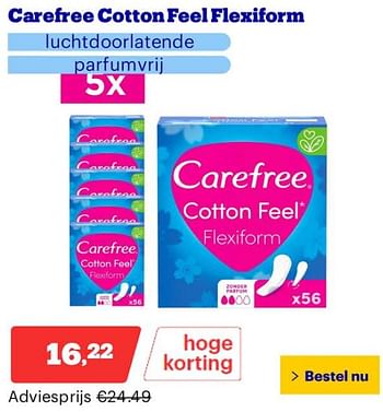 Promoties Carefree cotton feel flexiform - Carefree - Geldig van 25/03/2024 tot 31/03/2024 bij Bol.com