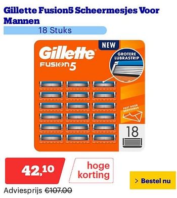 Promotions Gillette fusion5 scheermesjes voor mannen - Gillette - Valide de 25/03/2024 à 31/03/2024 chez Bol.com