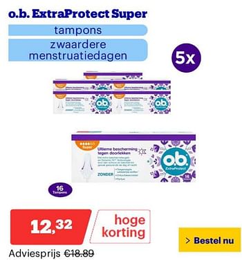 Promoties O.b. extraprotect super - OB - Geldig van 25/03/2024 tot 31/03/2024 bij Bol.com