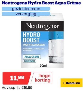 Promotions Neutrogena hydro boost aqua créme - Neutrogena - Valide de 25/03/2024 à 31/03/2024 chez Bol.com