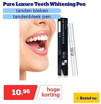 Promotions Pure luxure teeth whitening pen - Pure luxure - Valide de 25/03/2024 à 31/03/2024 chez Bol.com