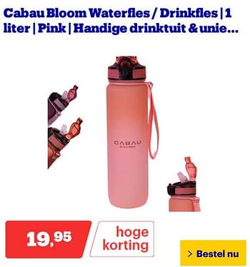 Promotions Cabau bloom waterfles drinkfles pink handige drinktuit + unie - Cabau bloom - Valide de 25/03/2024 à 31/03/2024 chez Bol.com