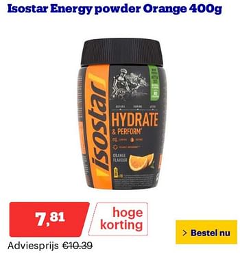 Promotions Isostar energy powder orange - Isostar - Valide de 25/03/2024 à 31/03/2024 chez Bol.com