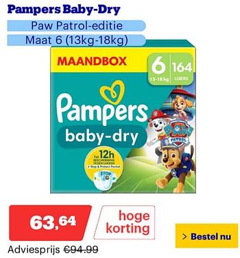 Promoties Pampers baby dry - Pampers - Geldig van 25/03/2024 tot 31/03/2024 bij Bol.com