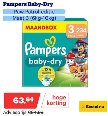 Promotions Pampers baby dry - Pampers - Valide de 25/03/2024 à 31/03/2024 chez Bol.com