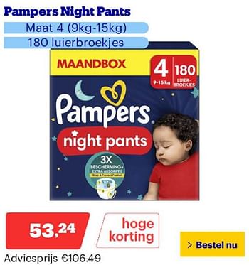 Promotions Pampers night pants - Pampers - Valide de 25/03/2024 à 31/03/2024 chez Bol.com