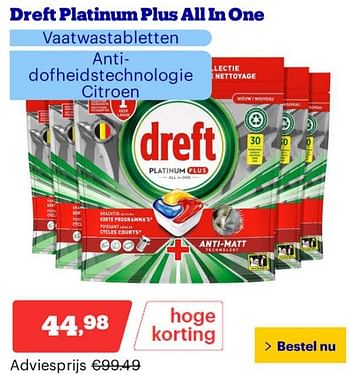 Promoties Dreft platinum plus all in one - Dreft - Geldig van 25/03/2024 tot 31/03/2024 bij Bol.com