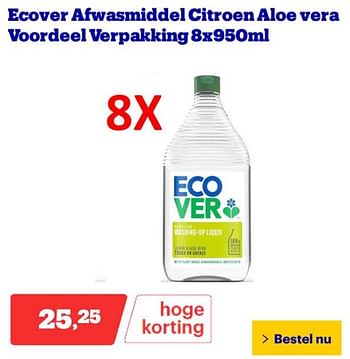 Promotions Ecover afwasmiddel citroen aloe vera voordeel verpakking - Ecover - Valide de 25/03/2024 à 31/03/2024 chez Bol.com