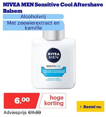 Promoties Nivea men sensitive cool aftershave balsem - Nivea - Geldig van 25/03/2024 tot 31/03/2024 bij Bol.com