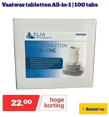 Promoties Vaatwas tabletten all-in-1 - Elja - Geldig van 25/03/2024 tot 31/03/2024 bij Bol.com