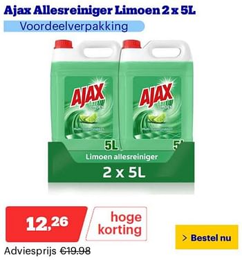 Promotions Ajax allesreiniger limoen 2x - Ajax - Valide de 25/03/2024 à 31/03/2024 chez Bol.com