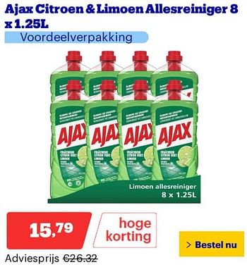 Promoties Ajax citroen + limoen allesreiniger - Ajax - Geldig van 25/03/2024 tot 31/03/2024 bij Bol.com