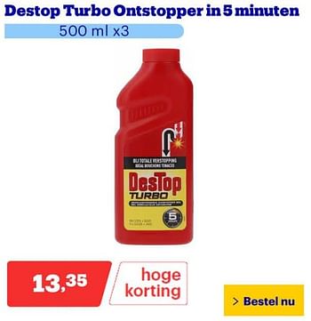 Promoties Destop turbo ontstopper in 5 minuten - Destop - Geldig van 25/03/2024 tot 31/03/2024 bij Bol.com