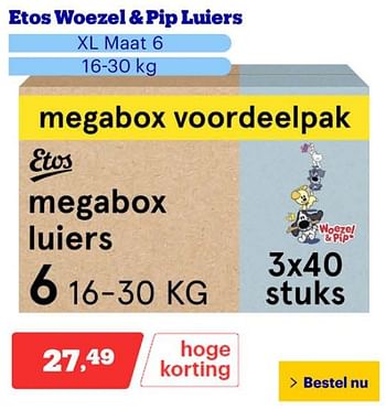 Promoties Etos woezel + pip luiers - Huismerk - Bol.com - Geldig van 25/03/2024 tot 31/03/2024 bij Bol.com