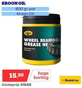 Promoties Kroon oil wheel bearing grease nf - Kroon Oil - Geldig van 25/03/2024 tot 31/03/2024 bij Bol.com