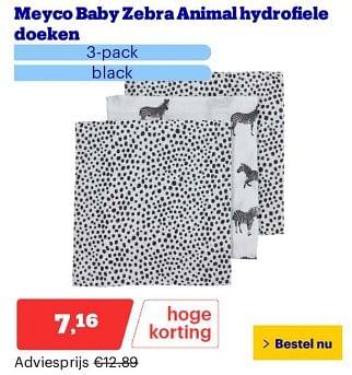 Promoties Meyco baby zebra animal hydrofiele doeken - Meyco - Geldig van 25/03/2024 tot 31/03/2024 bij Bol.com