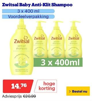Promotions Zwitsal baby anti-klit shampoo - Zwitsal - Valide de 25/03/2024 à 31/03/2024 chez Bol.com