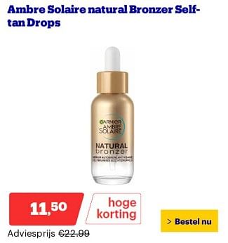 Promoties Ambre solaire natural bronzer self tan drops - Garnier - Geldig van 25/03/2024 tot 31/03/2024 bij Bol.com