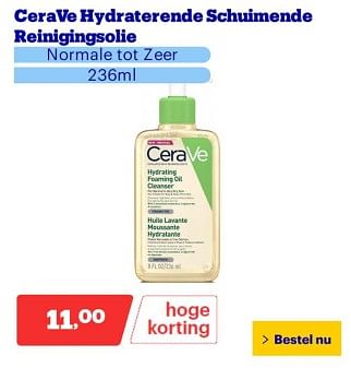 Promoties Cerave hydraterende schuimende reinigingsolie - CeraVe - Geldig van 25/03/2024 tot 31/03/2024 bij Bol.com