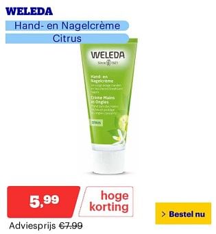 Promoties Weleda hand en nagelcrème - Weleda - Geldig van 25/03/2024 tot 31/03/2024 bij Bol.com