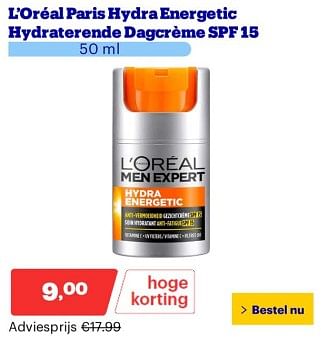 Promoties Loréal paris hydraenergetic hydraterende dagcréme spf 15 - L'Oreal Paris - Geldig van 25/03/2024 tot 31/03/2024 bij Bol.com