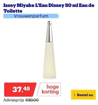 Promotions Issey miyake l`eaudissey eaude toilette - Issey Miyake - Valide de 25/03/2024 à 31/03/2024 chez Bol.com