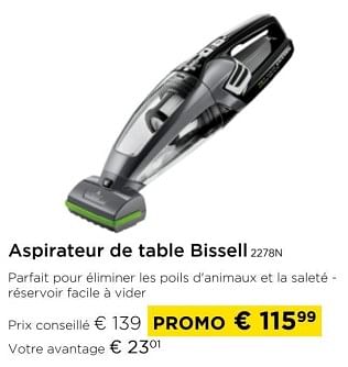 Promoties Aspirateur de table bissell 2278n - Bissell - Geldig van 01/03/2024 tot 31/03/2024 bij Molecule