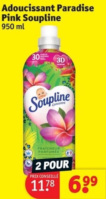 Promoties Adoucissant paradise pink soupline - Soupline - Geldig van 25/03/2024 tot 07/04/2024 bij Kruidvat