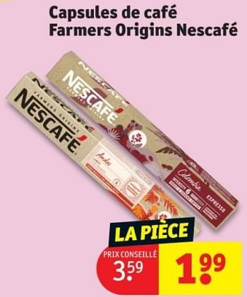 Promoties Capsules de café farmers origins nescafé - Nescafe - Geldig van 25/03/2024 tot 07/04/2024 bij Kruidvat