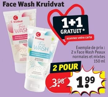 Promotions Face wash peaux normales et mixtes - Produit maison - Kruidvat - Valide de 25/03/2024 à 07/04/2024 chez Kruidvat