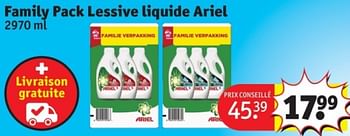 Promotions Family pack lessive liquide ariel - Ariel - Valide de 25/03/2024 à 07/04/2024 chez Kruidvat