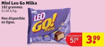 Promotions Mini leo go milka - Milka - Valide de 25/03/2024 à 07/04/2024 chez Kruidvat