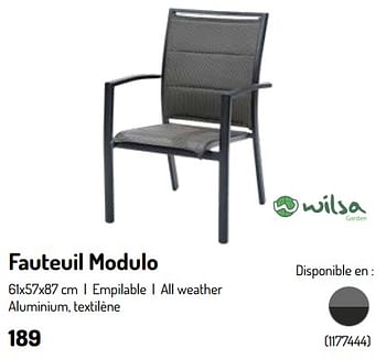 Promoties Fauteuil modulo - Wilsa Garden - Geldig van 17/02/2024 tot 31/08/2024 bij Oh'Green