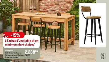 Promotions Table de bar castle avec 3 chaises de bar et 3 chaises de bar avec dossier - Soho - Valide de 17/02/2024 à 31/08/2024 chez Oh'Green