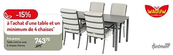 Promoties Table livorno avec 4 chaises vienna - Hartman - Geldig van 17/02/2024 tot 31/08/2024 bij Oh'Green