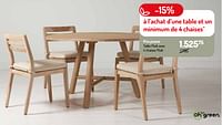 Promotions Table maik avec 4 chaises maik - Produit Maison - Oh'Green - Valide de 17/02/2024 à 31/08/2024 chez Oh'Green