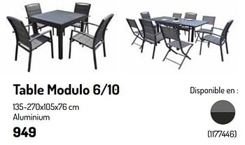 Promotions Table modulo 6-10 - Wilsa Garden - Valide de 17/02/2024 à 31/08/2024 chez Oh'Green