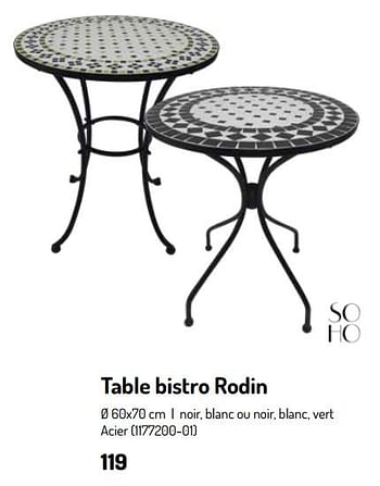Promotions Table bistro rodin - Soho - Valide de 17/02/2024 à 31/08/2024 chez Oh'Green