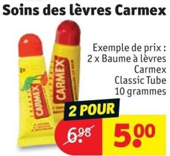 Promoties Baume a lévres carmex classic tube - Carmex - Geldig van 25/03/2024 tot 07/04/2024 bij Kruidvat