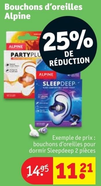 Promoties Bouchons d`oreilles pour dormir sleepdeep - Alpine - Geldig van 25/03/2024 tot 07/04/2024 bij Kruidvat