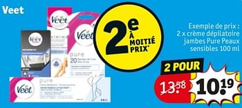 Promoties Creme depilatoire jambes pure peaux sensibles - Veet - Geldig van 25/03/2024 tot 07/04/2024 bij Kruidvat