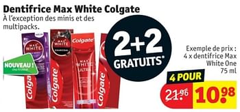 Promoties Dentifrice max white one - Colgate - Geldig van 25/03/2024 tot 07/04/2024 bij Kruidvat